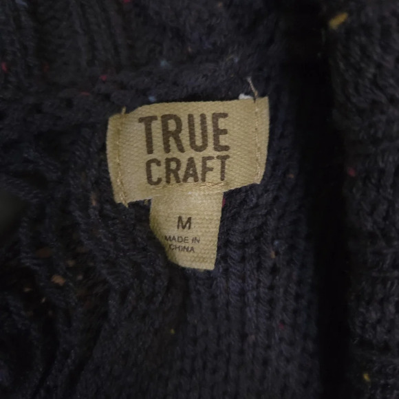 True‎ Craft Lace Up Back Open Cardigan Size Medium Gray with Rainbow Flecks - Picture 2 of 7